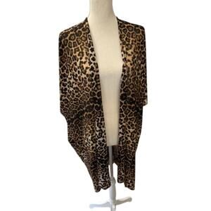 "CHEETAH" SEE THROUGH COVER SHAW One Size No Tags Beachwear Vacation Resort
